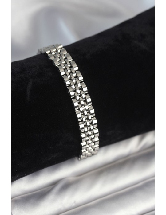 316L Çelik 9 mm Kalınlıkta Gümüş Renkli Erkek Bileklik - TJ-EB3774