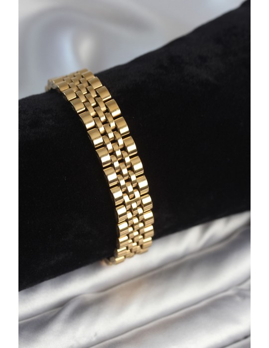 316L Çelik 12 mm Kalınlıkta Gold Renkli Erkek Bileklik - TJ-EB3779