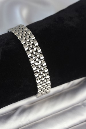 316L Çelik 12 mm Kalınlıkta Gümüş Renkli Erkek Bileklik - TJ-EB3780