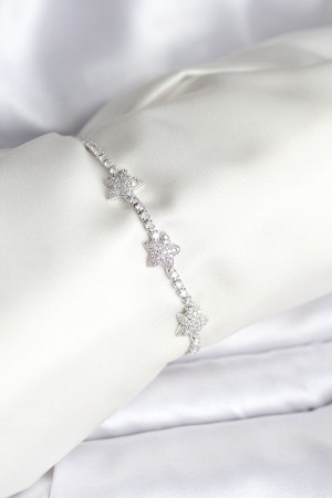Yıldız Model Zirkon Taşlı Gümüş Renk Pirinç Su Yolu Kadın Bileklik - TJ-BB8097 Yıldız Model Zirkon Taşlı Gümüş Renk Pirinç Su Yolu Kadın Bileklik - TJ-BB8097