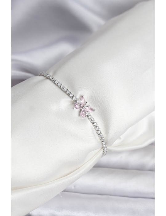 Model Zirkon Taşlı Gümüş Renk Pirinç Su Yolu Kadın Bileklik - TJ-BB8103