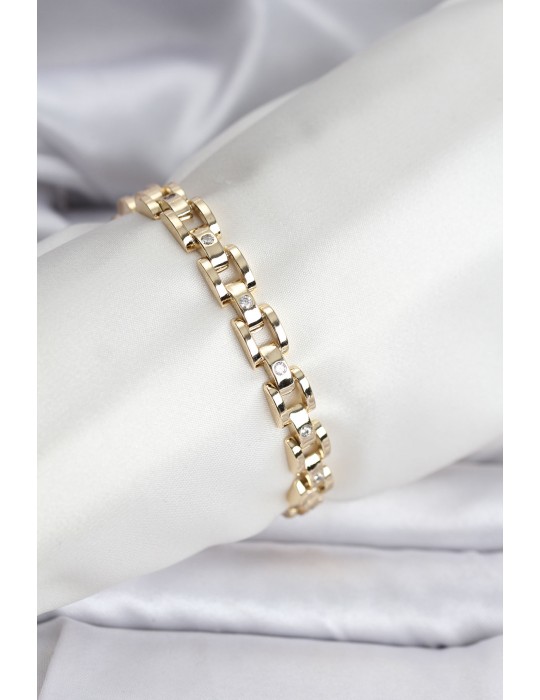 14K Gold Renk Kaplama Zirkon Taşlı CM Kadın Bileklik - TJ-BB8117