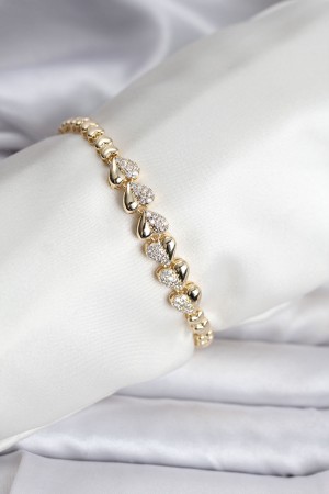 14K Gold Renk Kaplama Kalp Model CM Kadın Bileklik - TJ-BB8122