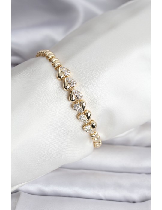 14K Gold Renk Kaplama Kalp Model CM Kadın Bileklik - TJ-BB8122