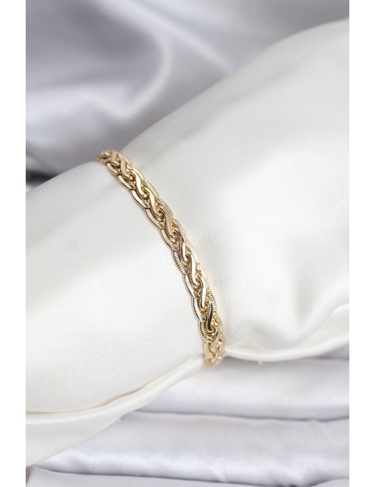 14K Gold Renk Kaplama Lazer Zincir Model CM Kadın Bileklik - TJ-BB8125