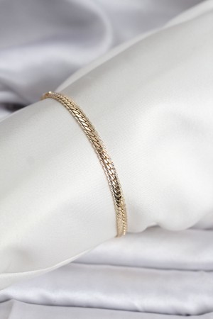 14K Gold Renk Kaplama Lazer Ezme Zincir Model CM Kadın Bileklik - TJ-BB8130