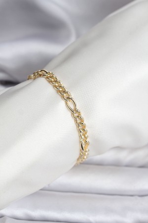 14K Gold Renk Kaplama Lazerli Zincir Model CM Kadın Bileklik - TJ-BB8136