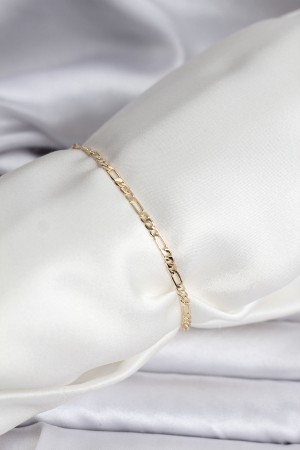 14K Gold Renk Kaplama Minimal Zincir Model CM Kadın Bileklik - TJ-BB8137