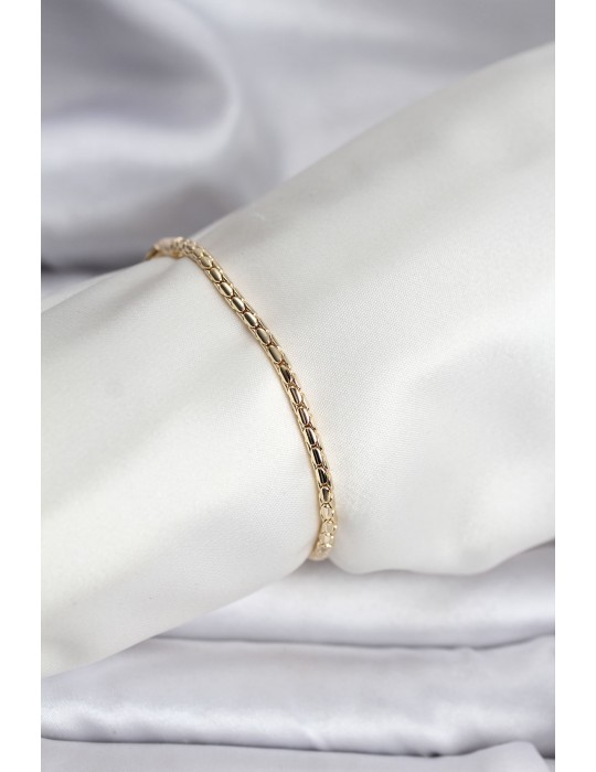 14K Gold Renk Kaplama Zincirli Model CM Kadın Bileklik - TJ-BB8139