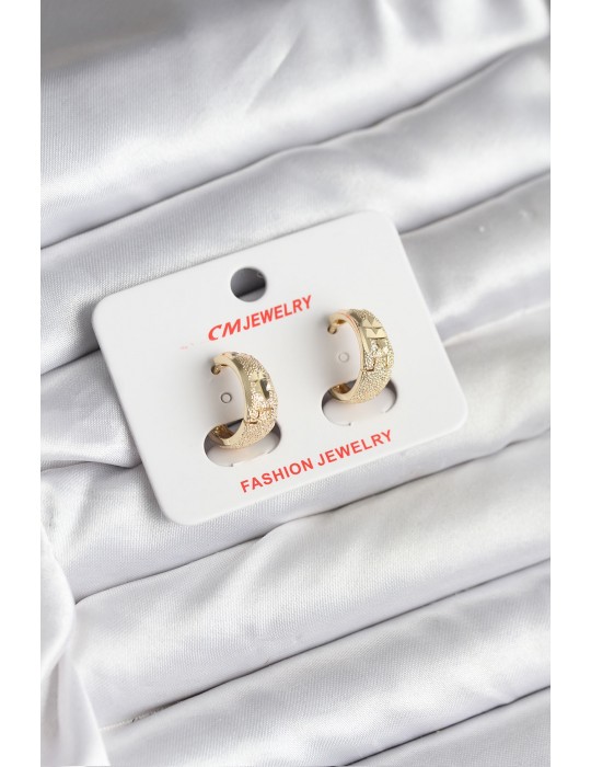 14K Gold Renk Kaplama Lazer Halka CM Kadın Küpe - TJ-BKP11425