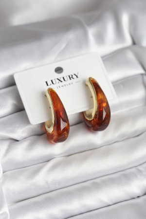 Pirinç Gold Renk Kahverengi Vintage Kadın Küpe - TJ-BKP11433