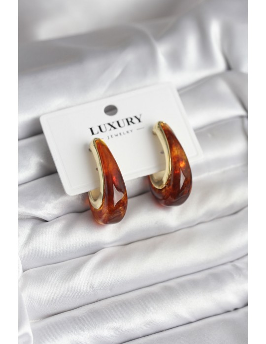 Pirinç Gold Renk Kahverengi Vintage Kadın Küpe - TJ-BKP11433