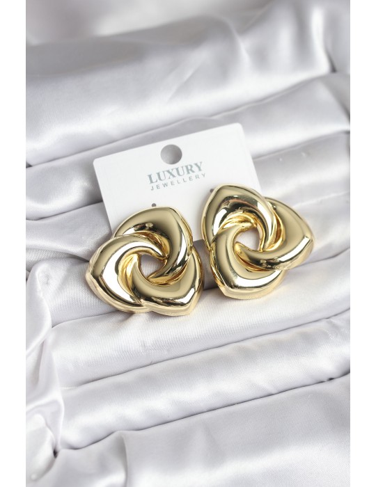 Pirinç Gold Renk Geometrik Vintage Kadın Küpe - TJ-BKP11437