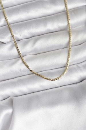 14K Gold Renk Kaplama Ezme Zincir Model CM Kadın Kolye - TJ-BKO10733