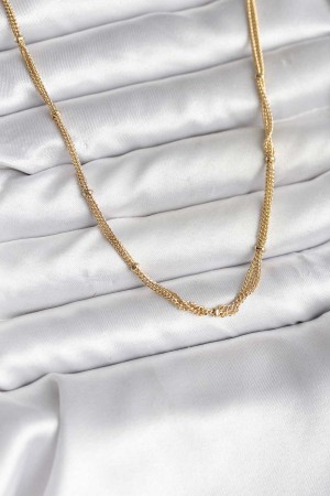 14K Gold Renk Kaplama Topçuk Zincirli Model CM Kadın Kolye - TJ-BKO10734