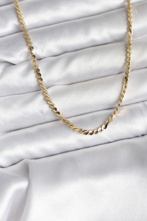 14K Gold Renk Kaplama Ezme Yılan Zincir Model CM Kadın Kolye - TJ-BKO10735