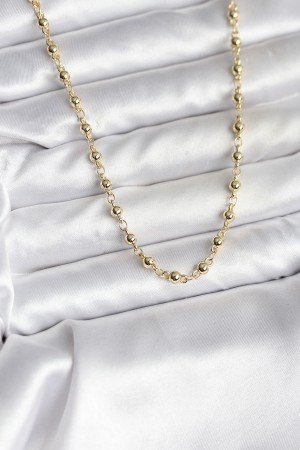 14K Gold Renk Kaplama Topçuklu Zincir Model CM Kadın Kolye - TJ-BKO10736