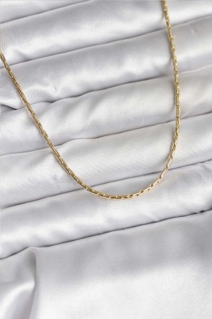 14K Gold Renk Kaplama İnce Zincir Model CM Kadın Kolye - TJ-BKO10741