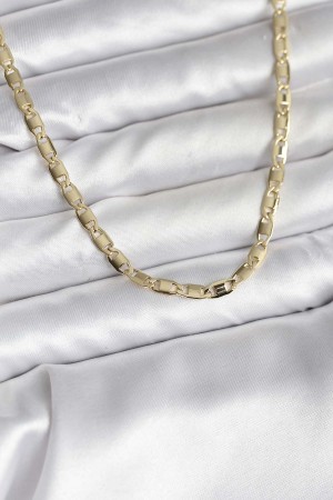 14K Gold Renk Kaplama Plaka Ezme Model Zincirli CM Kadın Kolye - TJ-BKO10743