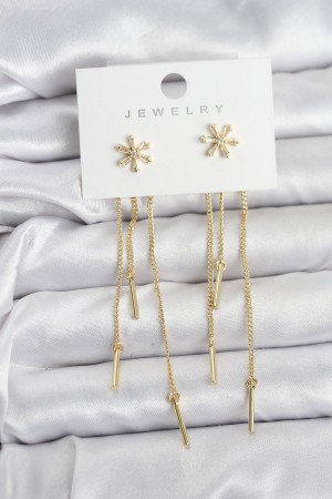 Çiçek Model Gold Pirinç Sallantılı Kadın Küpe - TJ-BKP11465 Çiçek Model Gold Pirinç Sallantılı Kadın Küpe - TJ-BKP11465