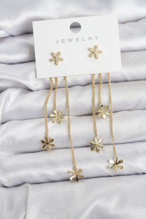 Papatya Model Gold Renk Pirinç Sallantılı Kadın Küpe - TJ-BKP11467 Papatya Model Gold Renk Pirinç Sallantılı Kadın Küpe - TJ-BKP11467