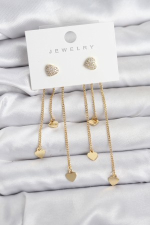Kalp Model Gold Renk Pirinç Sallantılı Kadın Küpe - TJ-BKP11471 Kalp Model Gold Renk Pirinç Sallantılı Kadın Küpe - TJ-BKP11471