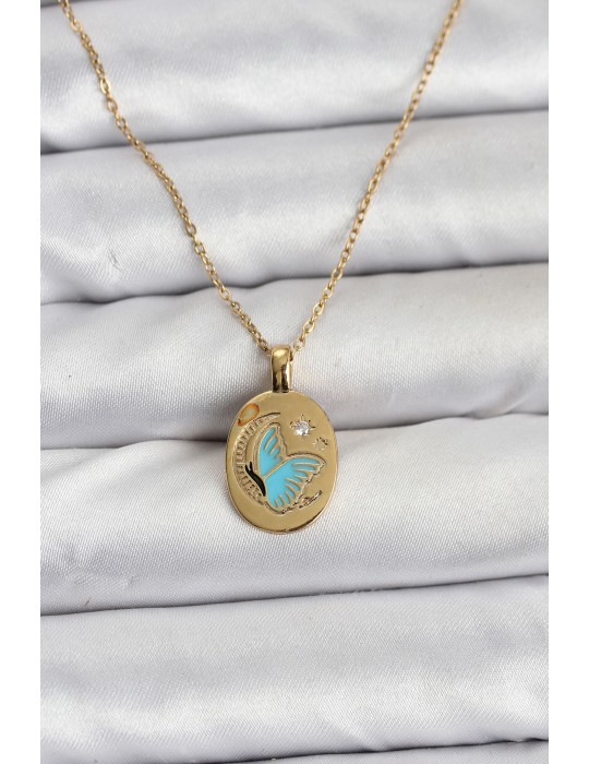 316L Çelik Zincir Gold Renk Figür Kadın Kolye - TJ-BKO10755