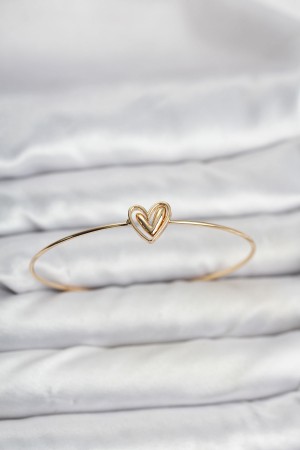 Kalp Model Gold Renk Bileklik - TJ-BB8143