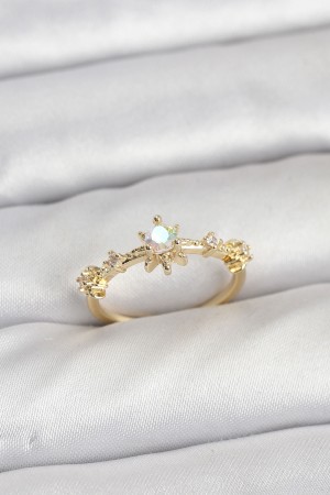 Gold Renk Pirinç Yıldız Model Kadın Yüzük - TJ-BYK3913