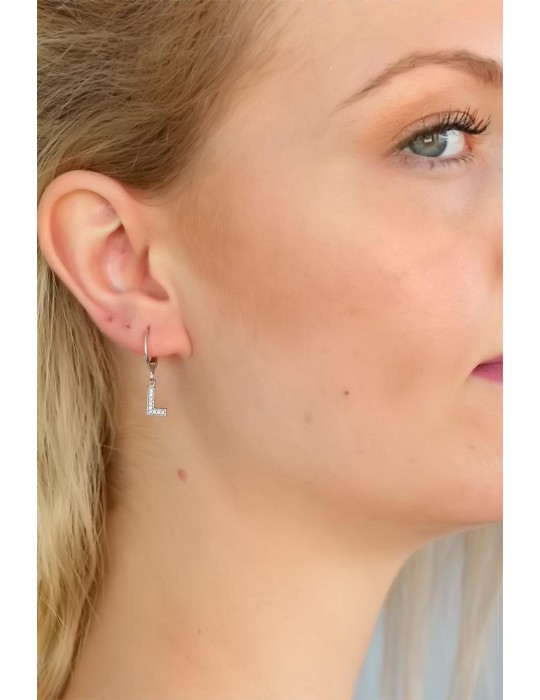 L Harf Bayan Küpe - TJ-BKP4867-KS