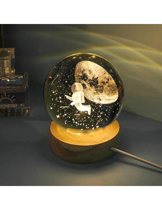 Uçan Astronot Işıklı Cam Küre Cap 6 Cm 56