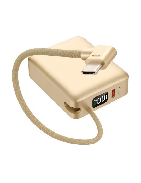 10.000mAh LCD Göstergeli Type-C Giriş & Çıkışlı 20W Dahili Type-C Kablolu Powerbank