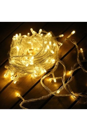Yılbaşı Aydınlatması 100 LED Perde Hortum Sıcak Beyaz Işık - 10 Metre Dekoratif Şeffaf Kablolu Süs
