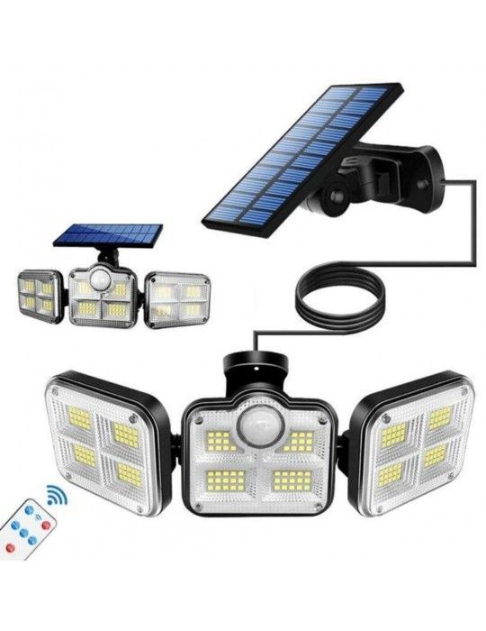 Kumandalı Solar Güneş Enerjili 122 Ledli Hareket Sensörlü Bahçe Aydınlatma Sokak Lambası