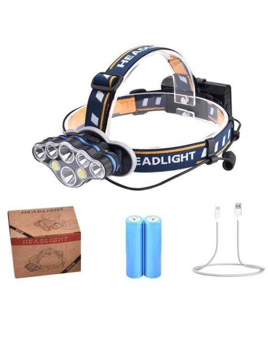 PS-888 Güçlü USB Şarj Edilebilir Profesyonel 8 Modlu 6000 Lümen 8 LED Su Geçirmez Kafa Lambası