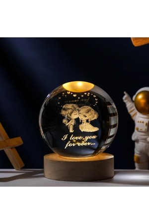 Ahşap Altlıklı Usb li Işıklı Cam Küre I Love You