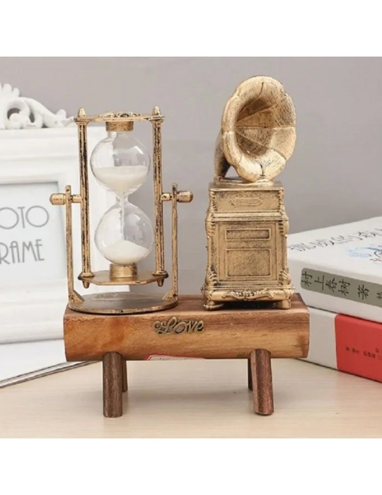 Nostaljik Gramafon Tasarımlı Kum Saati
