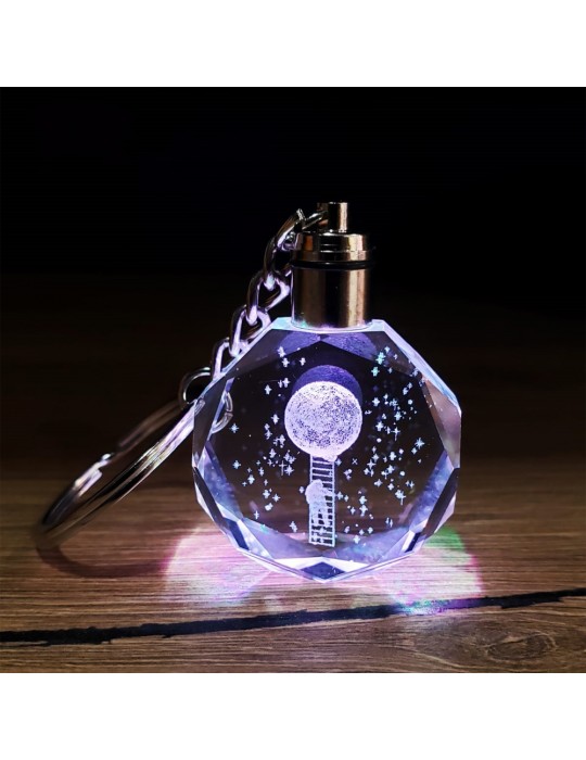 Merdiven Ay Tasarımlı Işıklı Kristal Anahtarlık