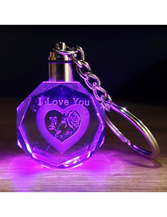 I Love You Kalpli Renk Değiştiren Işıklı Anahtarlık