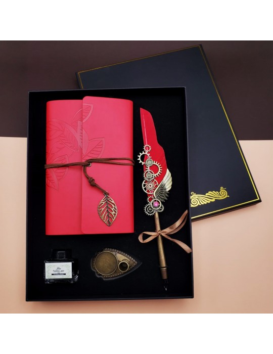 Defterli Divit Kalem Seti Kırmızı