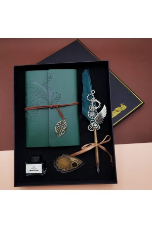 Mürekkepli Divit Kalem Ve Defter Set Yeşil Mürekkepli Divit Kalem Ve Defter Set Yeşil