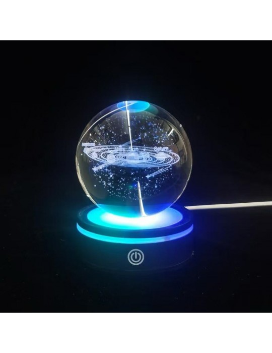Gezegenler Tasarımlı Renk Değiştiren Dönen Cam Küre