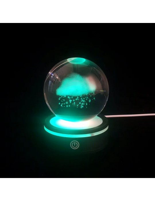 Yağmur Bulutu Tasarımlı Usb li Dönen Cam Küre