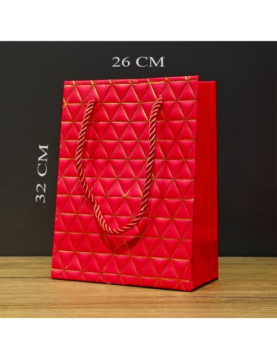 Büyük Boy Kırmızı Gold Desenli Hediye Çantası