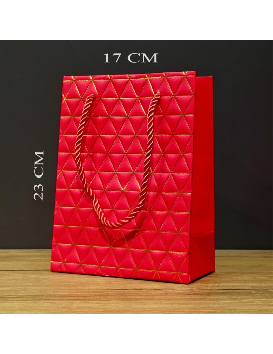 Küçük Boy Kırmızı Gold Renkli Karton Çanta