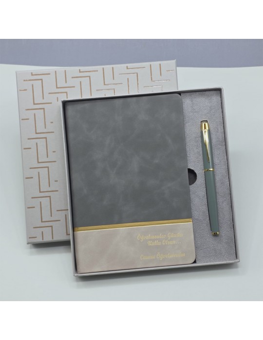 Öğretmenler Gününe Özel Deri Defter Ve Kalem Set