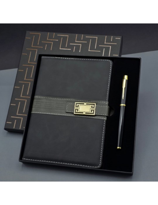 Siyah Tokalı Tarihsiz Ajanda Defter Kalem Set