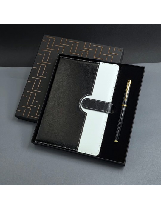 Siyah Beyaz Tarihsiz Ajanda Defter Kalem Seti