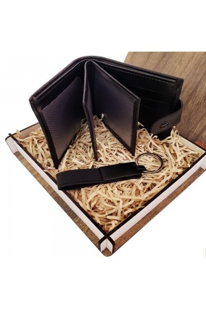 Cüzdan Anahtarlık Ahşap Kutulu Set Cüzdan Anahtarlık Ahşap Kutulu Set