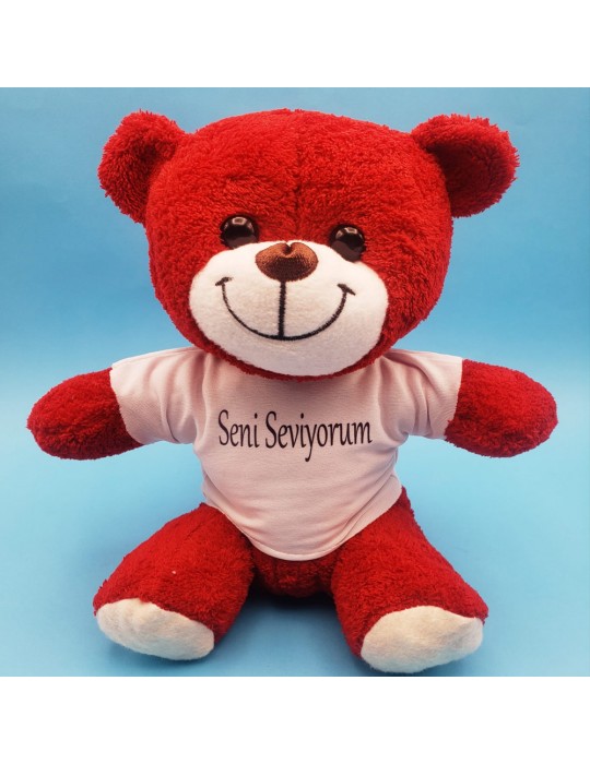 Kırmızı Ayıcık Seni Seviyorum Tişörtlü